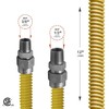 Flextron Gas Line Hose 1/2'' O.D.x12'' Len 1/2"x3/8" MIP Fittings Yellow Coated Stainless Steel Flexible FTGC-YC38-12D